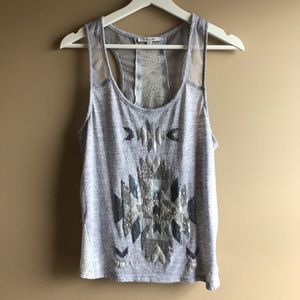 Miss Me Grey Knit Sequin Tank Top Size Medium